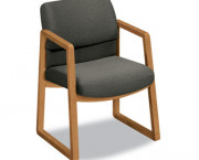 2400 Series Guest Arm Chair, Harvest Finish, Gray Fabric