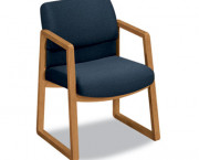2400 Series Guest Arm Chair, Harvest Finish, Blue Fabric