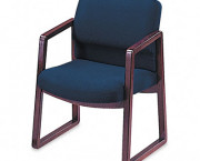 2400 Series Guest Arm Chair, Mahogany Finish, Blue Fabric