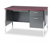 34000 Series Right Pedestal Desk, 45-1/4w x 24d x 29-1/2h, Mahogany/Charcoal