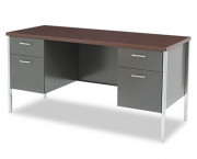 34000 Series Kneespace Credenza, 60w x 24d x 29-1/2h, Mahogany/Charcoal Gray