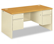 38000 Series Double Pedestal Desk, 60w x 30d x 29-1/2h, Harvest/Putty