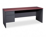38000 Series Left Pedestal Credenza, 72w x 24d x 29-1/2h, Mahogany/Charcoal