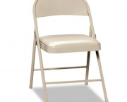 Steel Folding Chairs with Padded Seat, Light Beige, 4/Carton