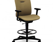 Mirus Series Swivel Task Stool, Taupe Fabric Upholstery
