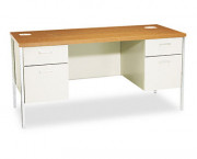Metro Series Kneespace Credenza, 60w x 24d x 29-1/2h, Medium Oak/Putty