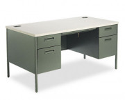 Metro Classic Double Pedestal Desk, 60w x 30d x 29-1/2h, Gray Patterned/Charcoal