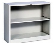 Metal Bookcase, 2 Shelves, 34-1/2w x 12-5/8d x 29h, Light Gray