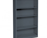 Metal Bookcase, 4 Shelves, 34-1/2w x 12-5/8d x 59h, Charcoal