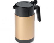 Poly Lined Carafe, Wide Mouth w/Snap-off Lid, 40 oz., Capacity, Black/Gold