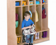 Coat Locker With Step, 48w x 17-1/2d x 50-1/2h, White