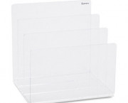 Clear Acrylic Desk File, Three Sections, 8 x 6 1/2 x 7 1/2, Clear