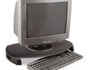 CRT/LCD Stand with Keyboard Storage, 23 x 13 1/4 x 3, Black