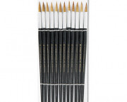 Artist Brush, Size 10, Camel Hair, Round, 12/Pack