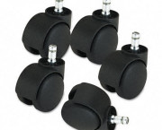 Deluxe Casters, 100 lbs./Caster, Polyurethane, Matte Black, 5/Set