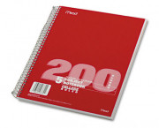 5 Subject Notebook, College Rule, 8-1/2 x 11, White, 200 Sheets/Pad