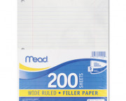 Filler Paper, 16-lbs., Wide Ruled, 3-hole punched, 10-1/2 x 8, 200 Sheets/Pack