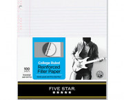 Reinforced Filler Paper, 20-lb., College-Ruled, 11 x 8-1/2, White, 100 Sheets/Pk