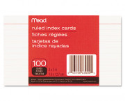Index Cards, College Ruled, 3 x 5, White, 100/Pack