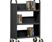 Single-Sided Book Cart, 3-Shelf, 27w x 14d x 44-1/2h, Black