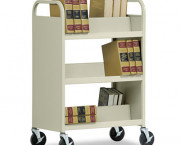 Double-Sided Book Cart, 3-Shelf, 37w x 18d x 42h, Putty