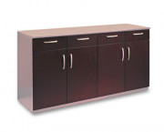 Wood Veneer Buffet Credenza Doors/Drawers, Mahogany