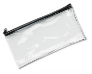 Leatherette Zippered Wallet, Leather-Like Vinyl, 11w x 6h, Clear
