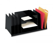 Desk Organizer, Nine Sections, Steel, 21 1/2 x 11 x 8 3/4, Black