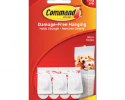 Adhesive Micro Utility Hooks, Plastic, White, 3/Pack