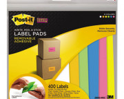 Super Sticky Removable Label Pads, Asst Sizes/Colors, 25 Lbls/Pad, 400 Labels/PK