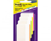 Durable File Tabs, 2 x 1 1/2, Striped, Assorted Fluorescent Colors, 24/Pack
