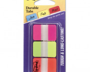 Durable File Tabs, 1 x 1 1/2, Assorted Fluorescent Colors, 66/Pack