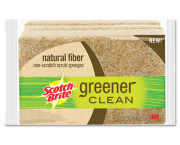 Greener Clean Natural Fiber Non-Scratch Scrub Sponge, 4 1/2 x 2 8/10, 3/Pack