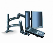 Adjustable Desk Monitor/Notebook Arm, 20 lbs, 18-1/8 x 16-7/8 x 6-3/8, Black