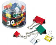 Binder Clips, Metal, Assorted Colors, 30/Pack