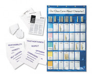 Classroom Management Pocket Chart with Cards, Blue, 23 3/4 x 40 3/4
