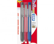 Clic Eraser Pencil-Style Grip Eraser, Assorted, 3/Pack