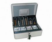 3-in-1 Cash-Change-Storage Steel Security Box w/Key Lock, Pebble Beige