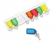 Color-Coded Key Tag Rack, 8-key, Plastic, White, 10 1/2