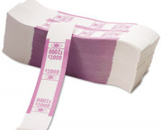Color-Coded Kraft Currency Straps, $20 Bill, $2000, Self-Adhesive, 1000/Pack