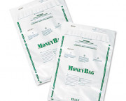 Biodegradable Plastic Money Bags, Tamper Evident, 9 x 12, White, 50/Pack
