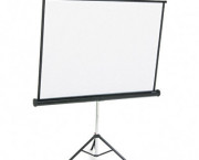 Portable Tripod Projection Screen, 50 x 50, White Matte, Black Steel Case