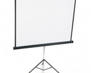 Portable Tripod Projection Screen, 60 x 60, White Matte, Black Steel Case
