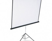 Portable Tripod Projection Screen, 70 x 70, White Matte, Black Steel Case