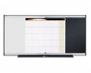 3-in-1 Board, Embossed Foam, 35 x 24, Black/White, Gray Aluminum/Plastic Frame