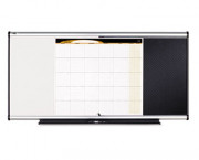 3-in-1 Combo Dry Erase/Bulletin/Calendar Board, 48 x 24, Black, Aluminum Frame