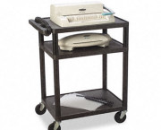 Adjustable-Height Plastic Utility Cart, 3-Shelf, 24w x 18d x 42h, Black