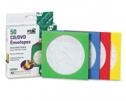 Colored CD/DVD Paper Sleeves, 50/Box