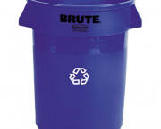 Brute Recycling Container, Round, Plastic, 32 gal, Blue