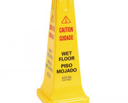 Four-Sided Caution, Wet Floor Safety Cone, 10-1/2w x 10-1/2d x 25-5/8h, Yellow